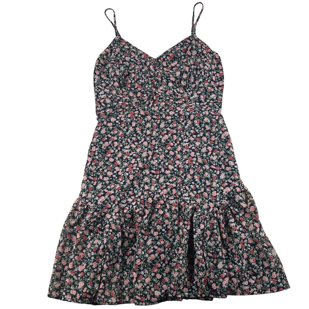 Illa Illa Floral Mini‎ Dress Womens Small Black Pink Cottagecore Y2K Whimsigoth